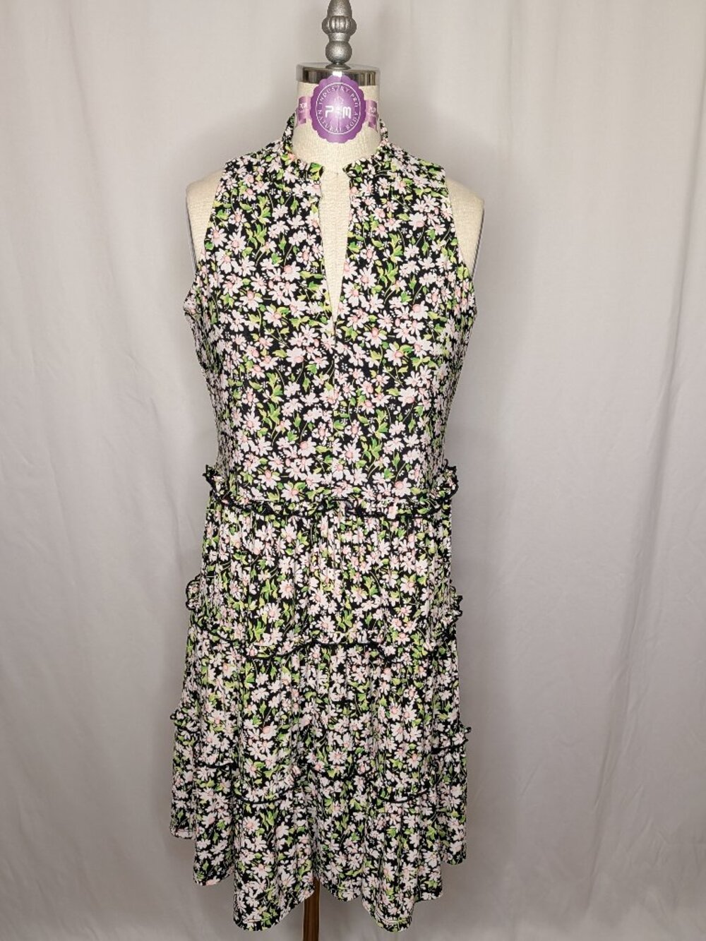 Tommy Hilfiger Sleeveless Daisy Tiered Jersey Dress - Small Floral Print - Sz 4